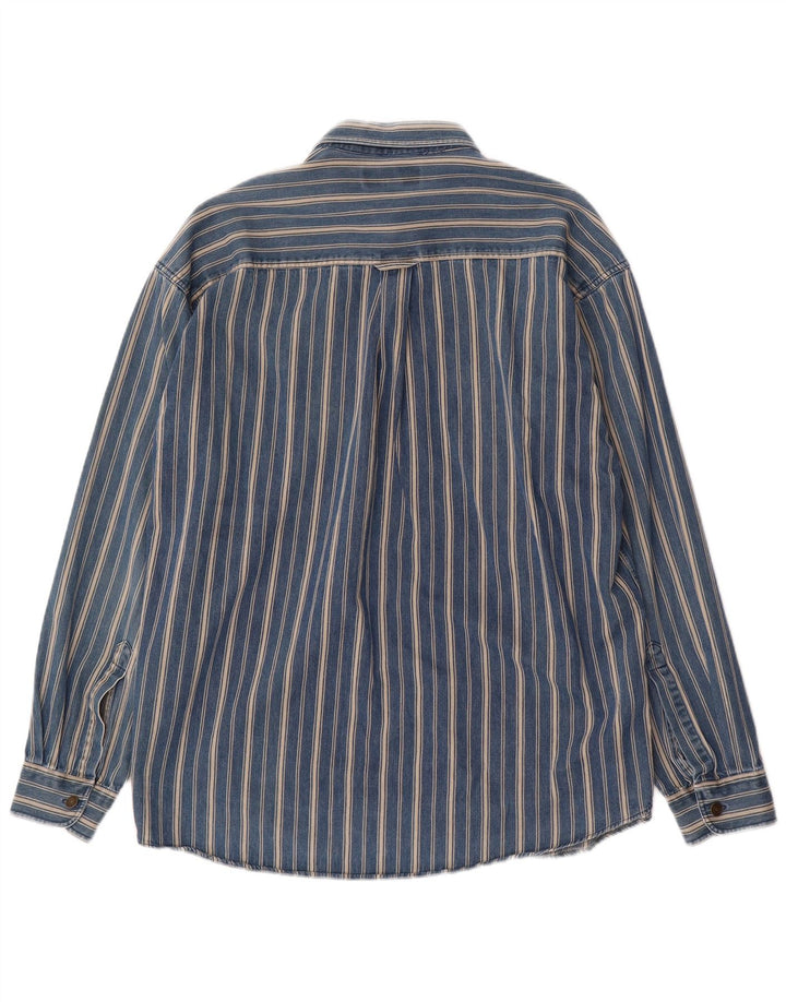 Camisa Marks & Spencer Hombre Algodón Rayas Azul Medio