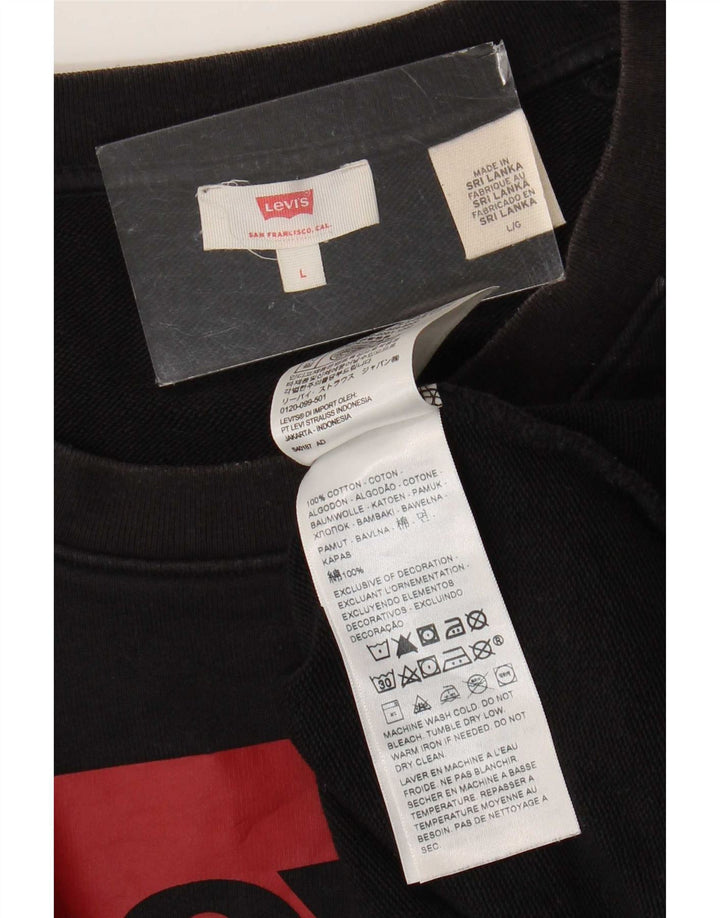 Levi's Sudadera gráfica para mujer Jumper UK 46 Large Algodón negro