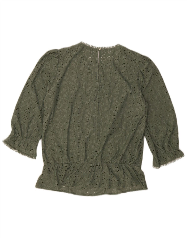 Oasis Blusa de manga 3/4 para mujer UK 42 Poliéster verde medio