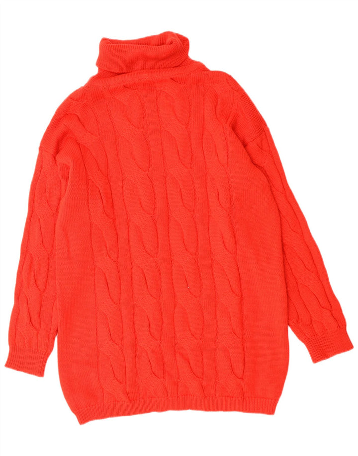 Vintage mujer rollo cuello jersey suéter Reino Unido 16 rojo grande