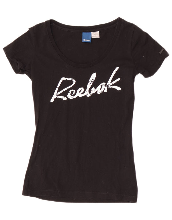Reebok Camiseta gráfica para mujer Top UK 8 Small Black Cotton