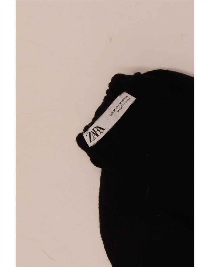 Zara Mujer Top De Punto Con Brazos Reino Unido 42 Mediano Negro