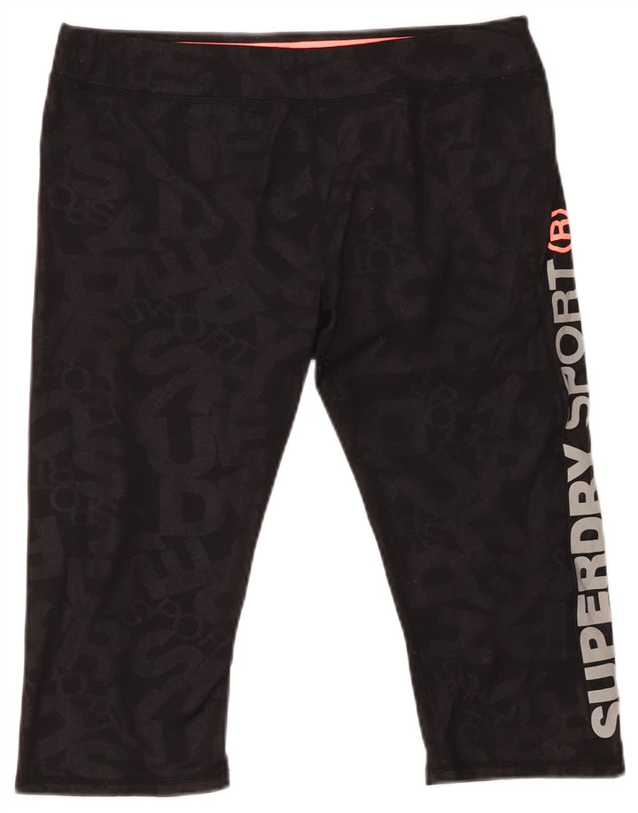 SUPERDRY Pantalones cortos deportivos gráficos para mujer UK 44 Grande Poliéster negro