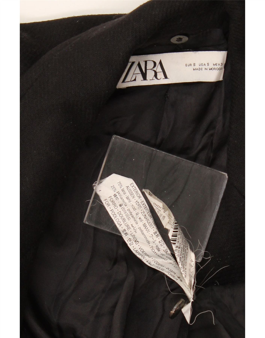 Abrigo ZARA Mujer UK 10 Small Lana Negra