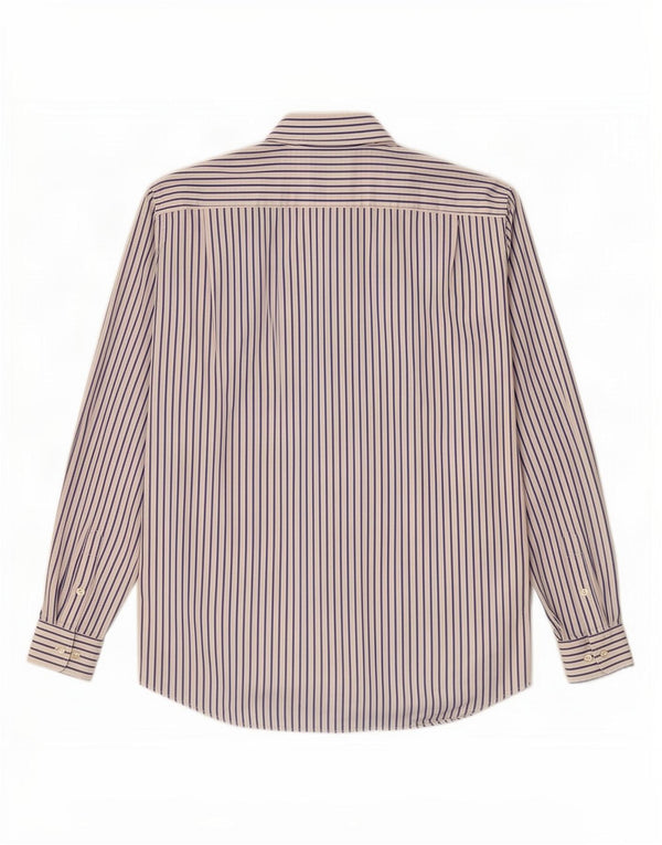 Lacoste Mens Shirt Size 42 Large White Pinstripe Cotton