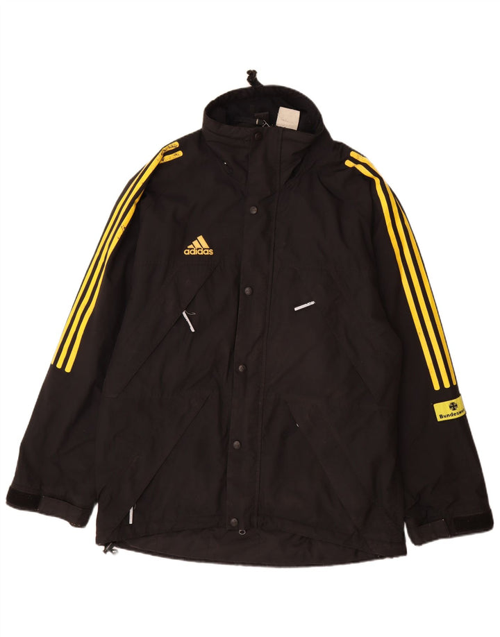 Adidas Chaqueta cortavientos con capucha para hombre UK 40/42 Medium Negro Poliamida