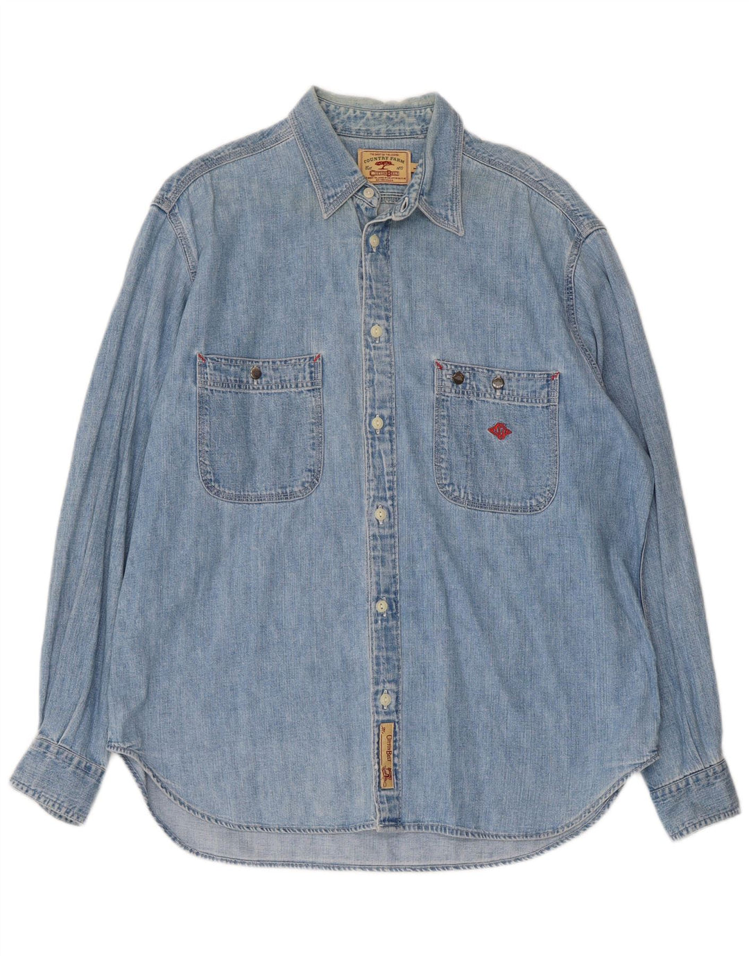 COTTON BELT Camisa vaquera para hombre Algodón azul grande