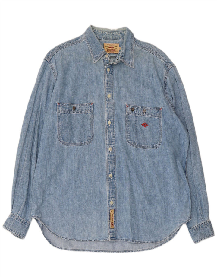 COTTON BELT Camisa vaquera para hombre Algodón azul grande