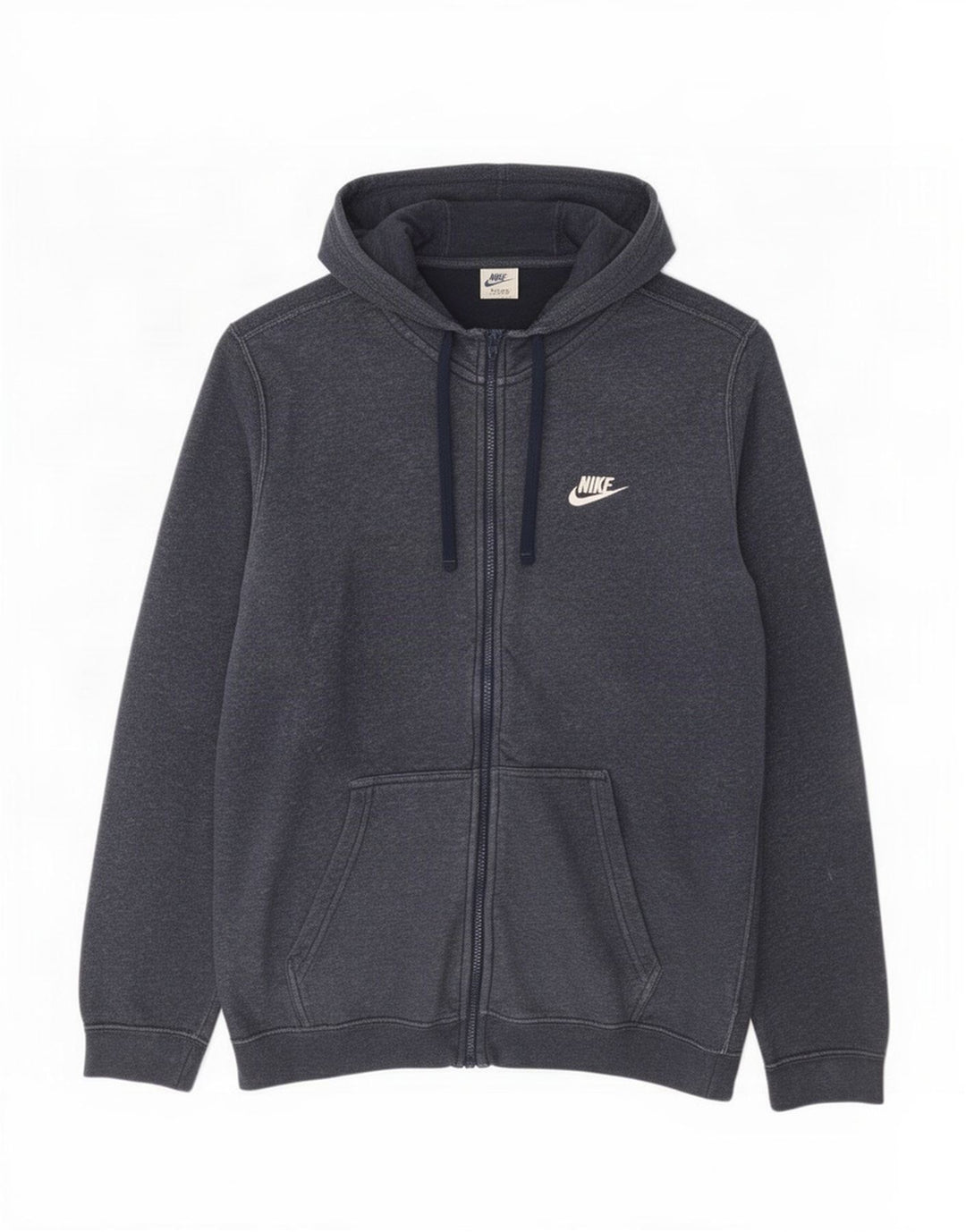 Nike - Sudadera con capucha y cremallera para hombre, algodón, color azul marino mediano