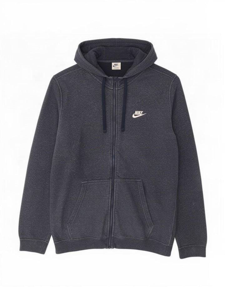 Nike - Sudadera con capucha y cremallera para hombre, algodón, color azul marino mediano