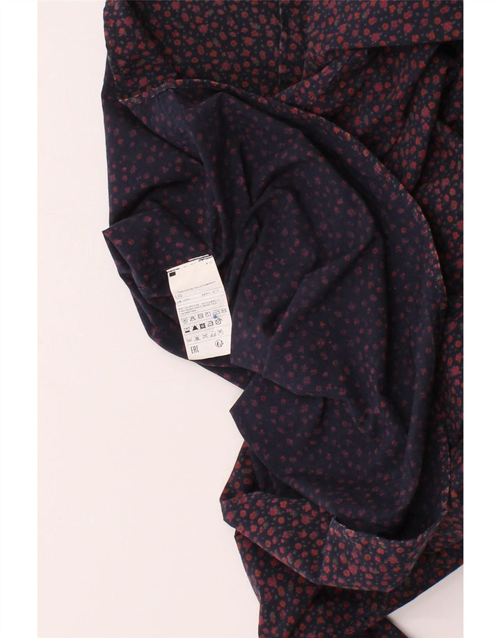 BENETTON Mens Shirt Large Navy Blue Floral Cotton Vintage Benetton and Second-Hand Benetton from Messina Hembry 