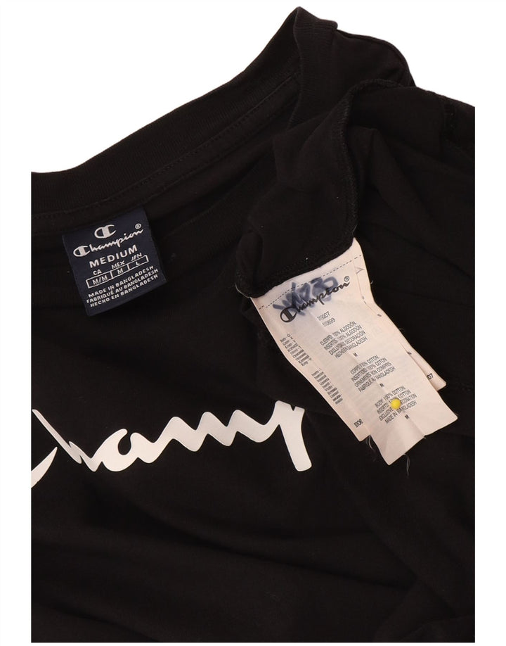 Champion Top gráfico para hombre de manga larga de algodón negro mediano