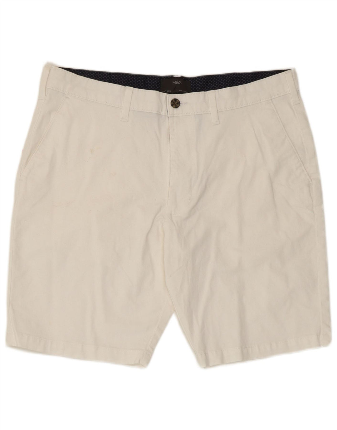 Marks & Spencer Pantalones cortos chinos para hombre W34 Algodón blanco grande