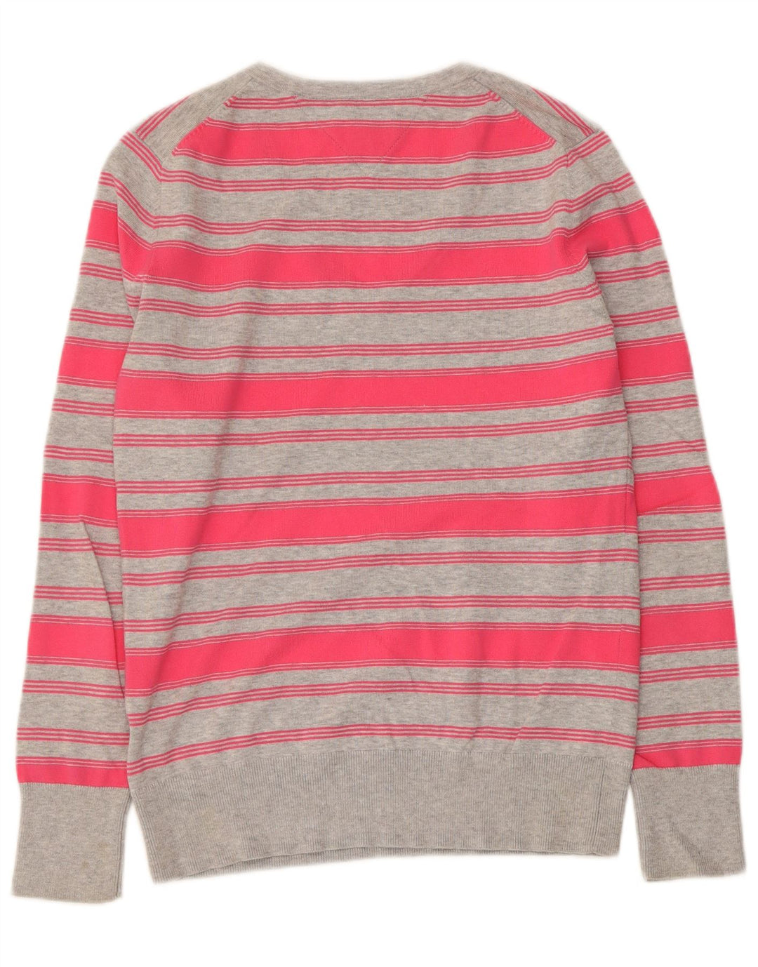TOMMY HILFIGER Suéter tipo jersey con cuello en V para mujer Reino Unido 42 Rayas rosas medianas