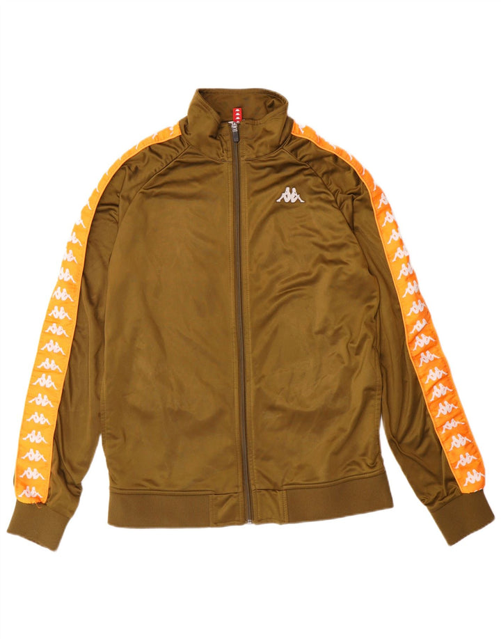Kappa Mujer Gráfico Chándal Top Chaqueta UK 40 Grande Caqui Poliéster