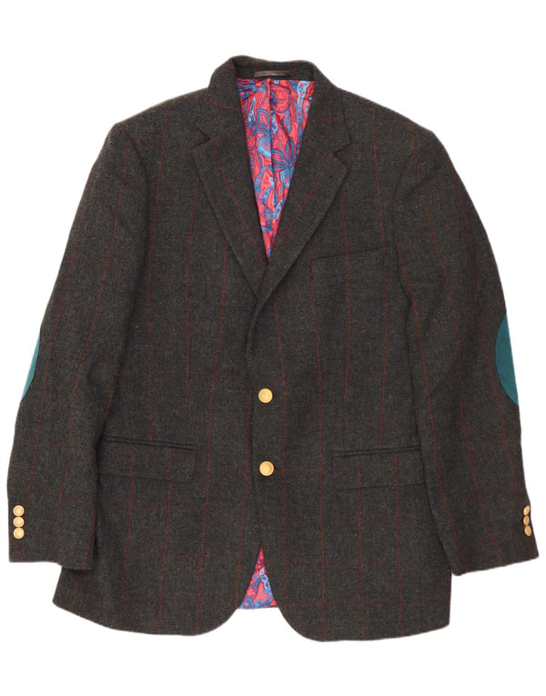 W.BILL Chaqueta tipo blazer de 2 botones para hombre IT 52 XL Lana a cuadros gris