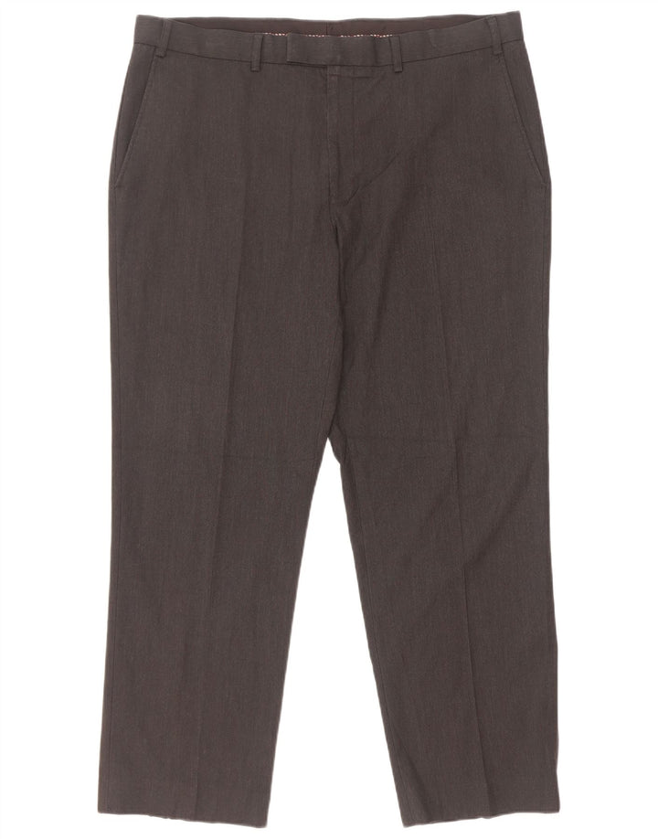Marks & Spencer Pantalón de traje de corte regular para hombre W38 L29 Poliéster gris