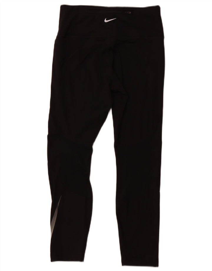 NIKE Leggings cortos Dri Fit para mujer UK 12 Mediano Negro Poliéster