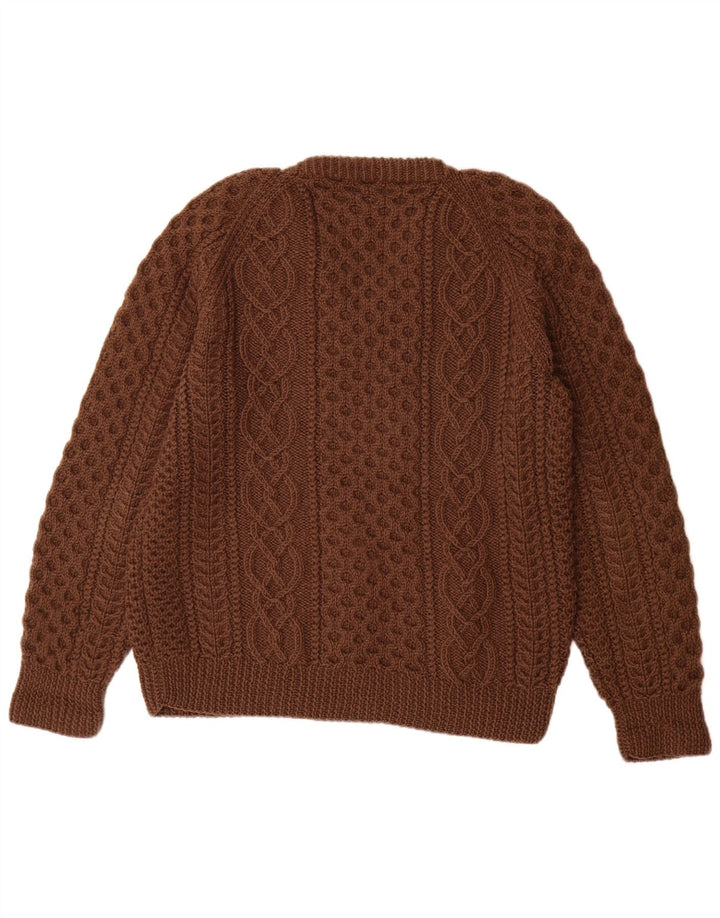 VINTAGE Mujer V-Cuello Jersey Suéter Reino Unido 14 Marrón Grande