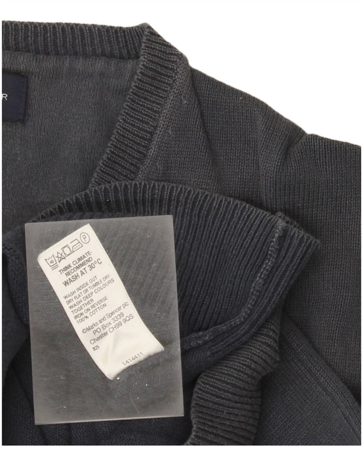 Marks & Spencer Jersey con cuello en V para mujer UK 44 Algodón azul marino mediano