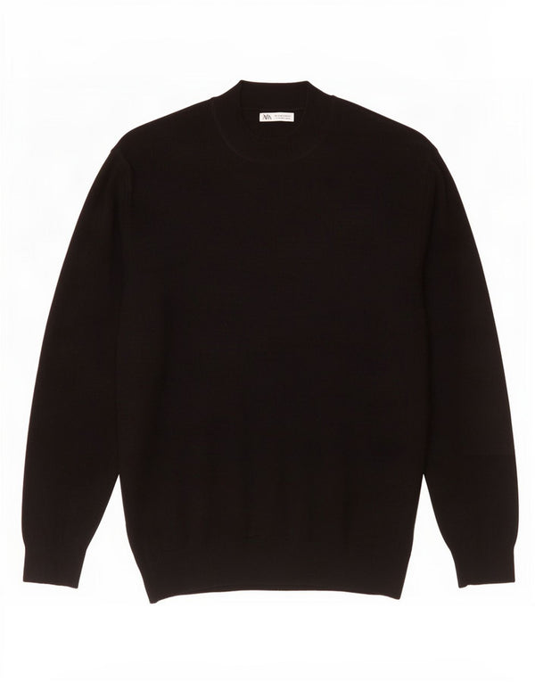 Zara Hombre Jersey Con Cuello Tortuga Suéter Grande Negro