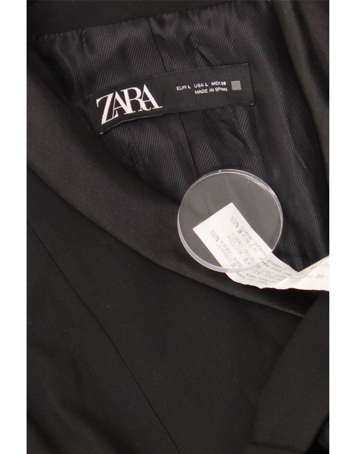 Zara Chaqueta Blazer De 1 Botón Para Mujer UK 46 Grande Poliéster Negro Clásico
