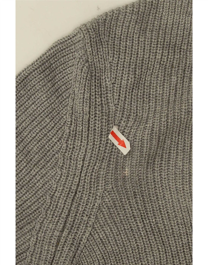 Zara Hombre Jersey Con Cremallera Y Cuello En Algodón Gris Medio