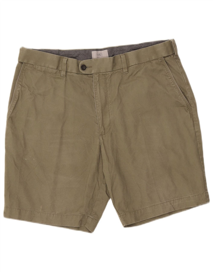 Marks & Spencer Pantalones cortos chinos para hombre W38 XL Algodón verde