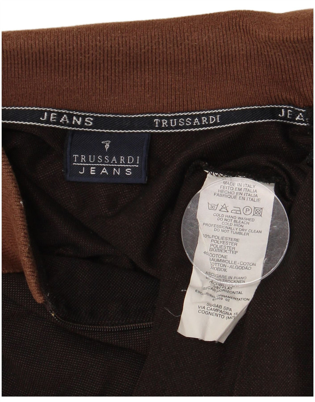 Polo Hombre Trussardi Jeans Poliéster Color Block Medium Negro