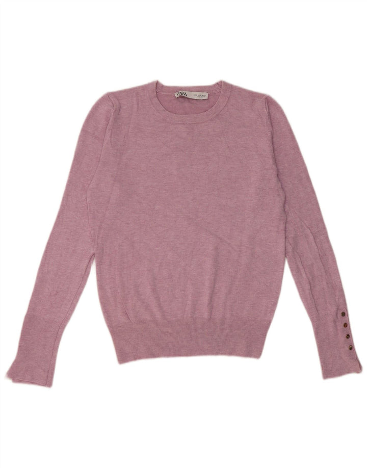 Zara - Jersey de cuello redondo para mujer, talla 8, color rosa