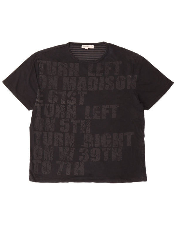CALVIN KLEIN Camiseta gráfica para hombre Top XL Algodón negro