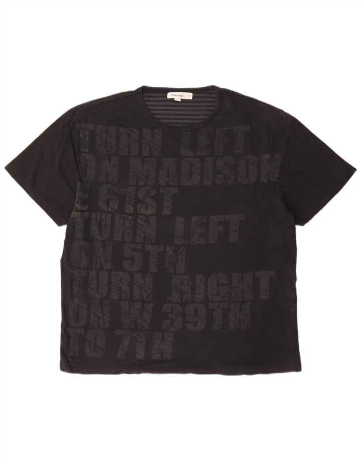 CALVIN KLEIN Camiseta gráfica para hombre Top XL Algodón negro