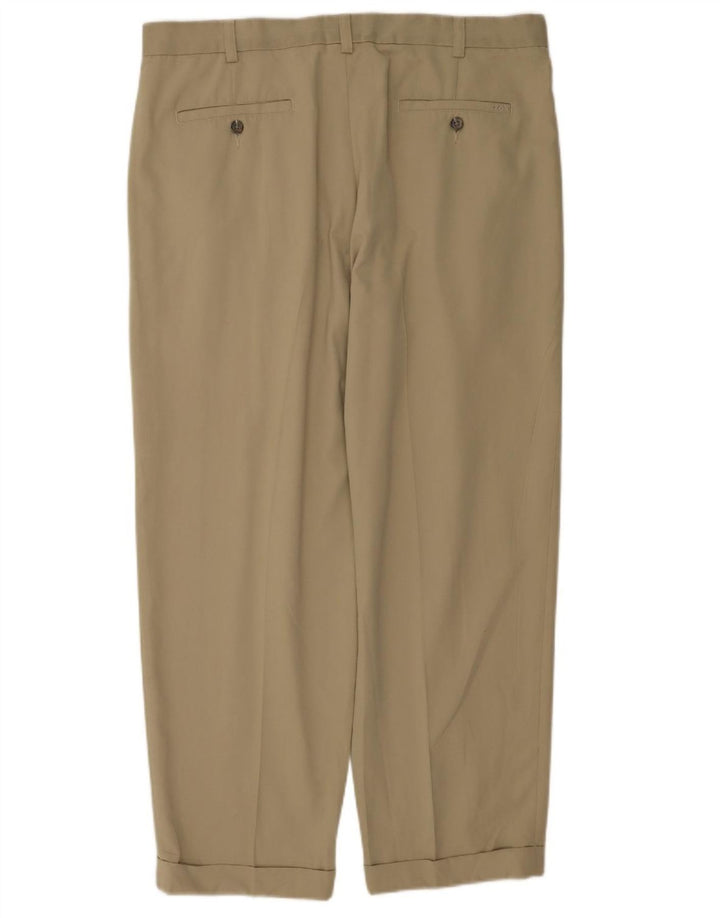 Pantalón de traje con pinzas para hombre Izod W38 L30 Poliéster beige