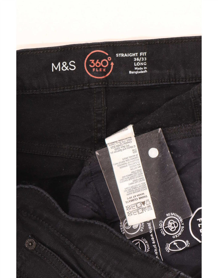 Marks & Spencer Vaqueros rectos para hombre W36 L33 Algodón negro