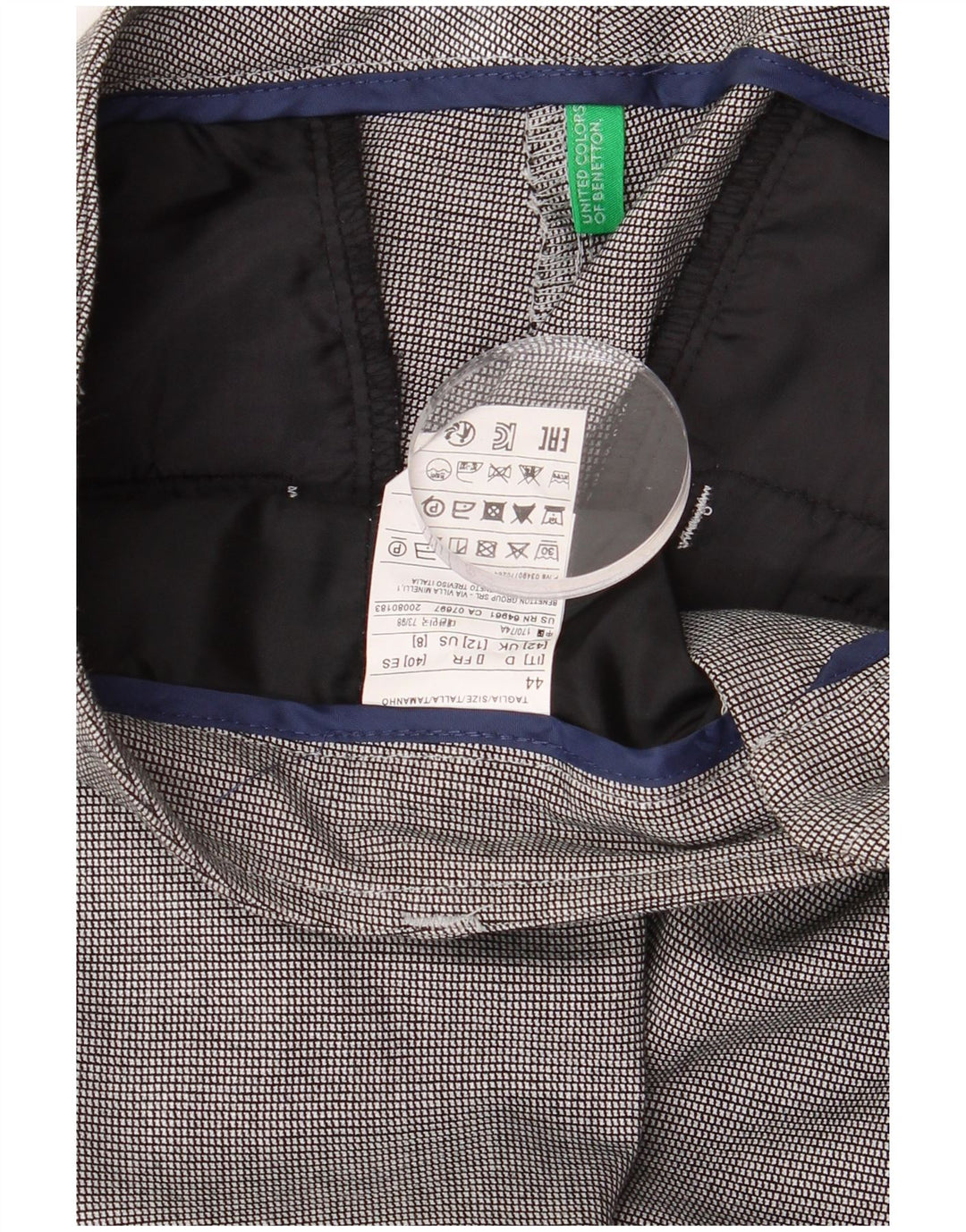 Benetton Pantalón De Traje Cónico Para Mujer UK 42 Medium W32 L28 Gris Pata De Gallo