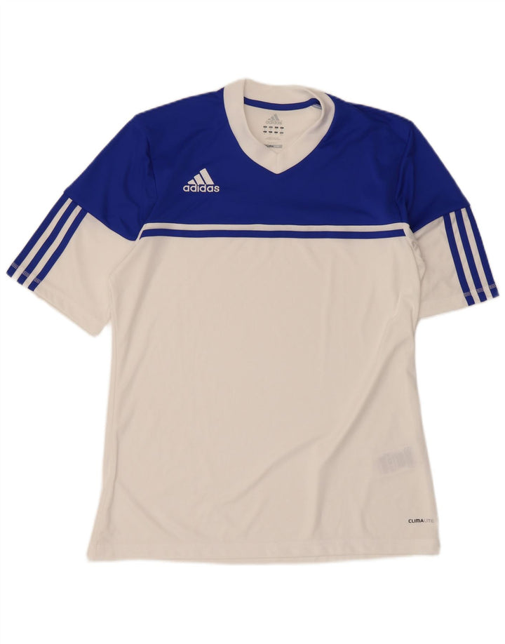 Adidas Hombre Climalite Camiseta Top Medio Blanco Colorblock Poliéster