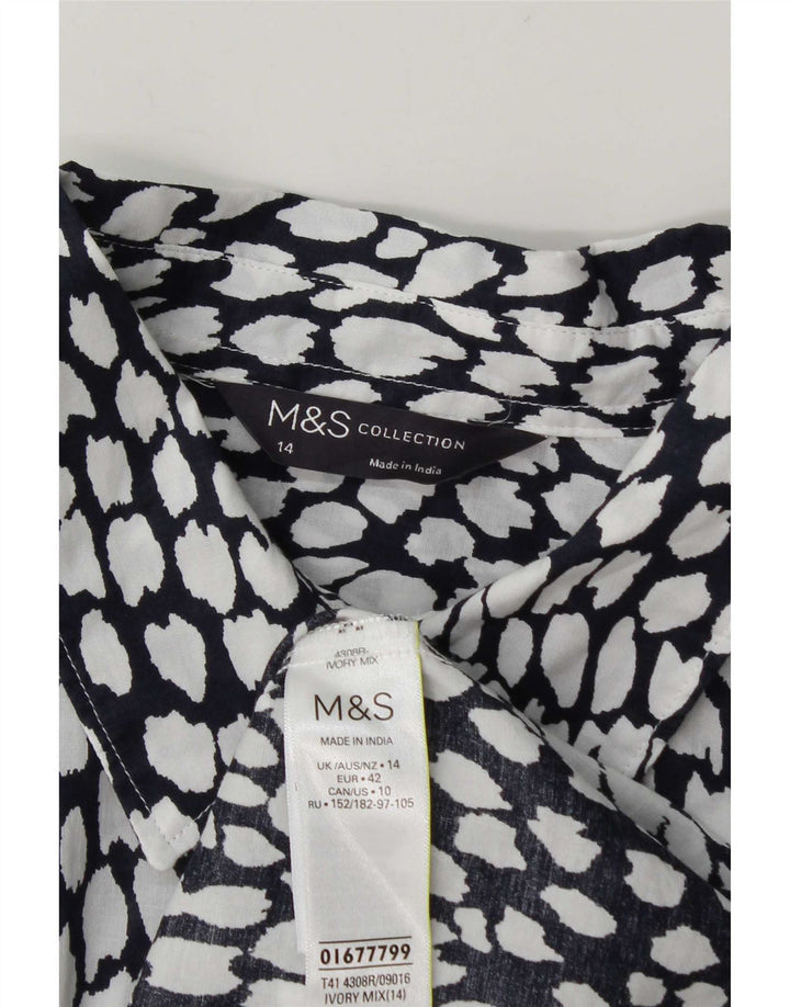 Marks & Spencer Camisa para Mujer UK 44 Grande Algodón con Manchas Blancas