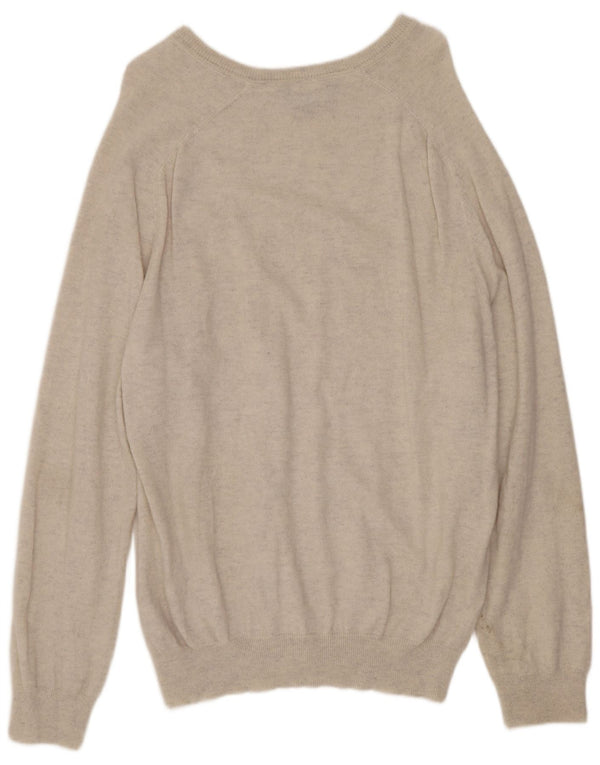 CREW CLOTHING Suéter con cuello en V para hombre 2XL Lana merino moteada beige