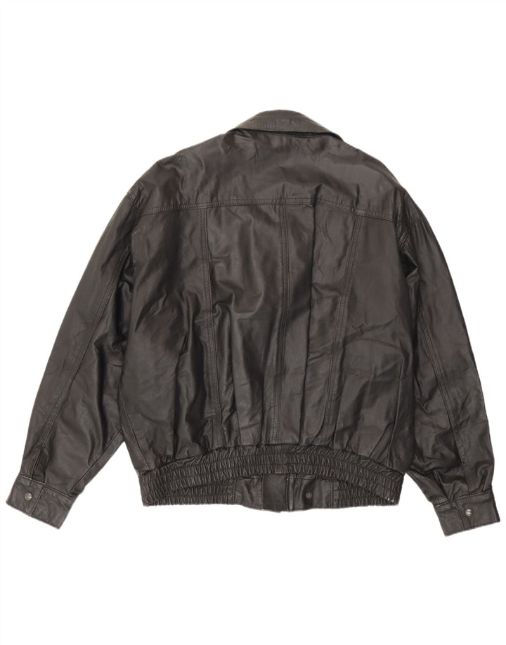 Chaqueta de cuero vintage para hombre Reino Unido 42 XL Negro