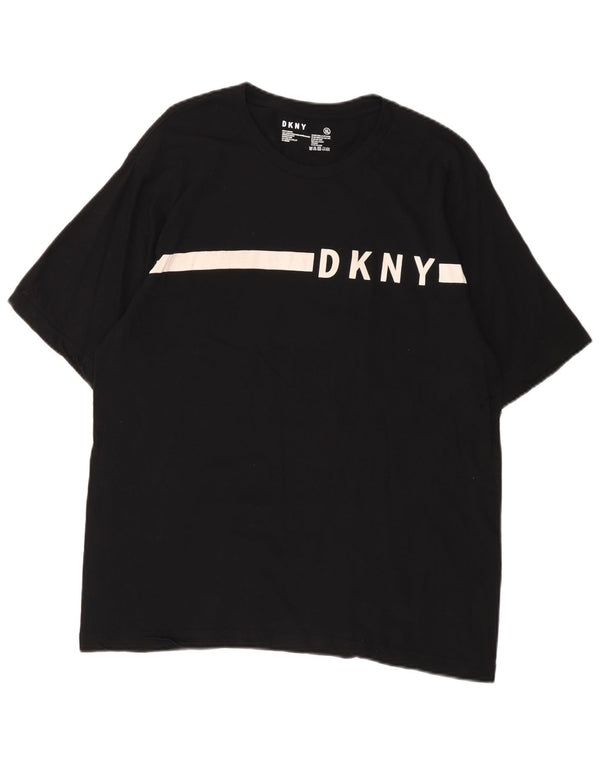 Dkny Camiseta gráfica para hombre Top XL Algodón color block negro