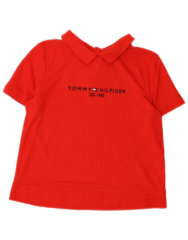 Tommy Hilfiger Polo gráfico para mujer UK 40 Grande Algodón rojo