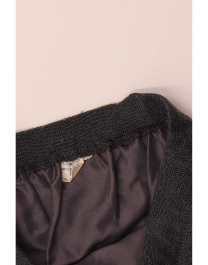 Vintage mujer punto falda recta W30 lana gris medio