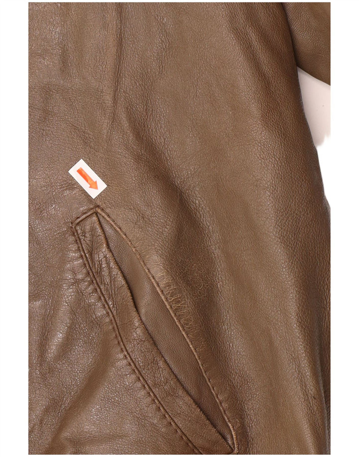 VINTAGE Chaqueta de cuero para hombre IT 54 2XL Marrón