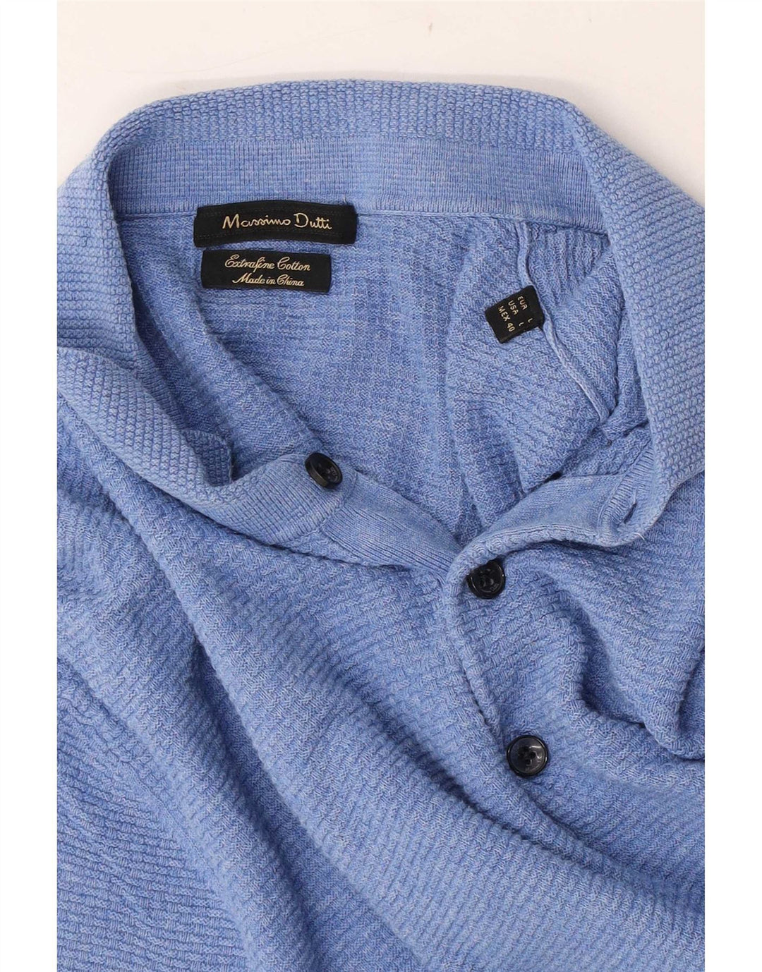 Massimo Dutti Jersey De Manga Corta Con Cuello Polo Hombre Azul Grande