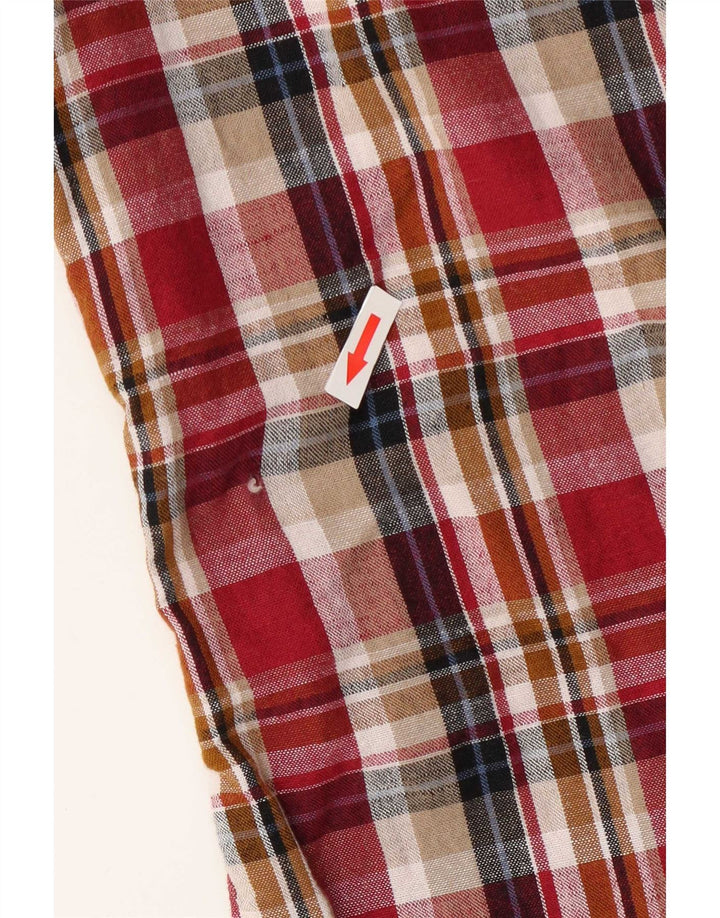 Camisa de manga corta para hombre Fat Face Small Red Checks de algodón