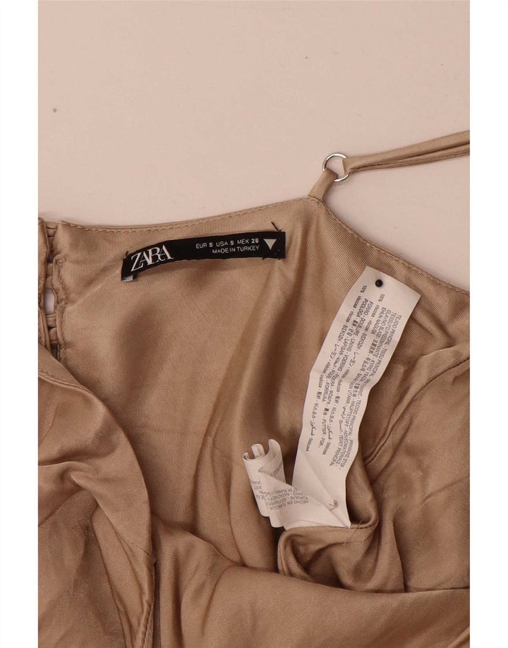 Zara Mujer Cami Top UK 10 Small Viscosa Beige