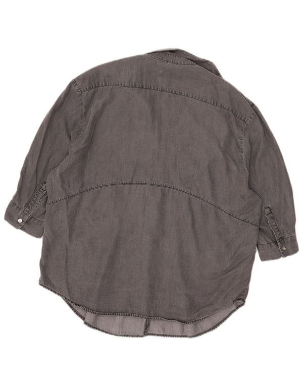 Zara Camisa tipo jersey extragrande con manga 3/4 para mujer UK 44 Lyocell gris medio