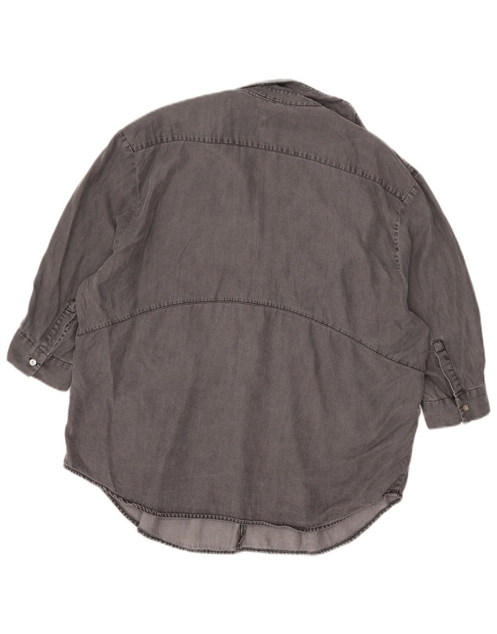 Zara Camisa tipo jersey extragrande con manga 3/4 para mujer UK 44 Lyocell gris medio