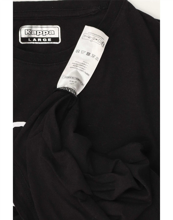 Kappa Mujer Camiseta Gráfica Top Grande Algodón Negro