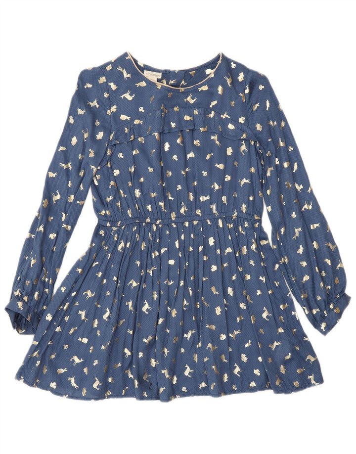 Mossimo Vestido Niña Evasé Manga Larga Estampado Abstracto 8-9 Años Azul Marino